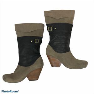 OTBT Grey Suede and Black Leather Boots Size 7.5